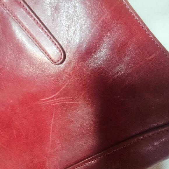 Monsac Red Leather Satchel Shoulder Bag Purse. Soft Smooth High Quality. Italy - Picture 7 of 16